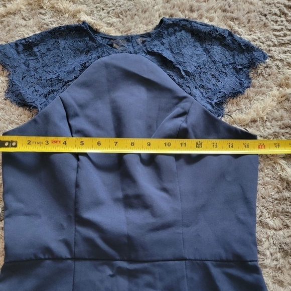 NWT Chi Chi London Lace Detail Bodycon Midi Dress in Blue 8 - Picture 4 of 13